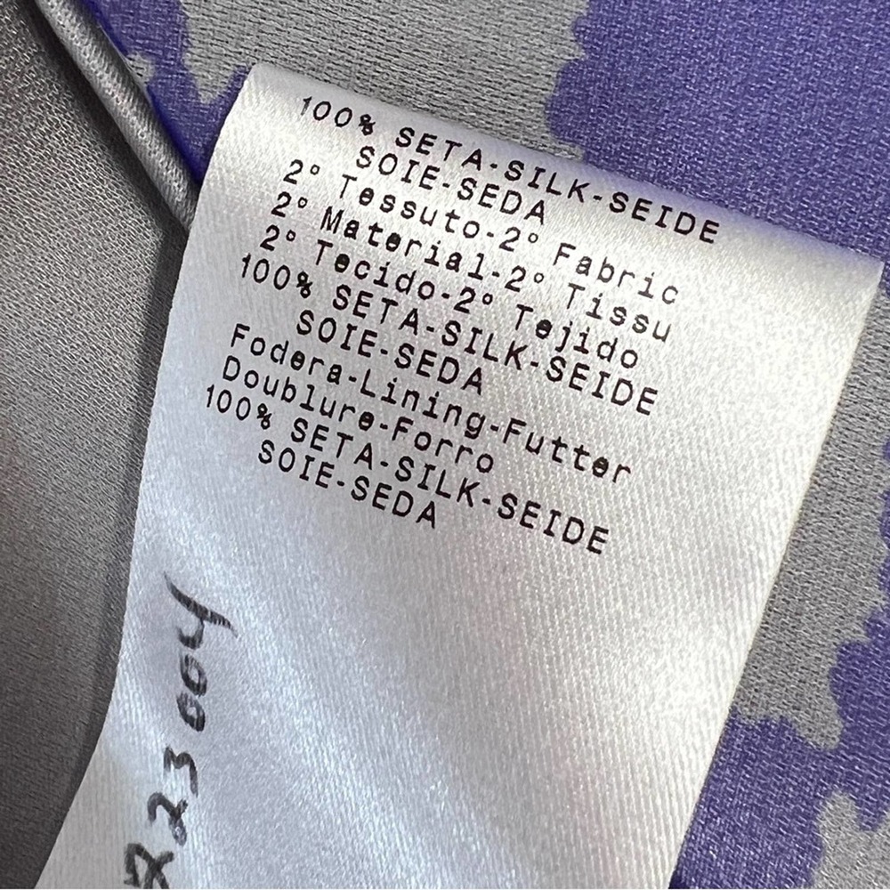 GIORGIO ARMANI Pure Silk Purple & Light Gray Check Cocktail Slip Dress SZ 8 - Picture 11 of 16